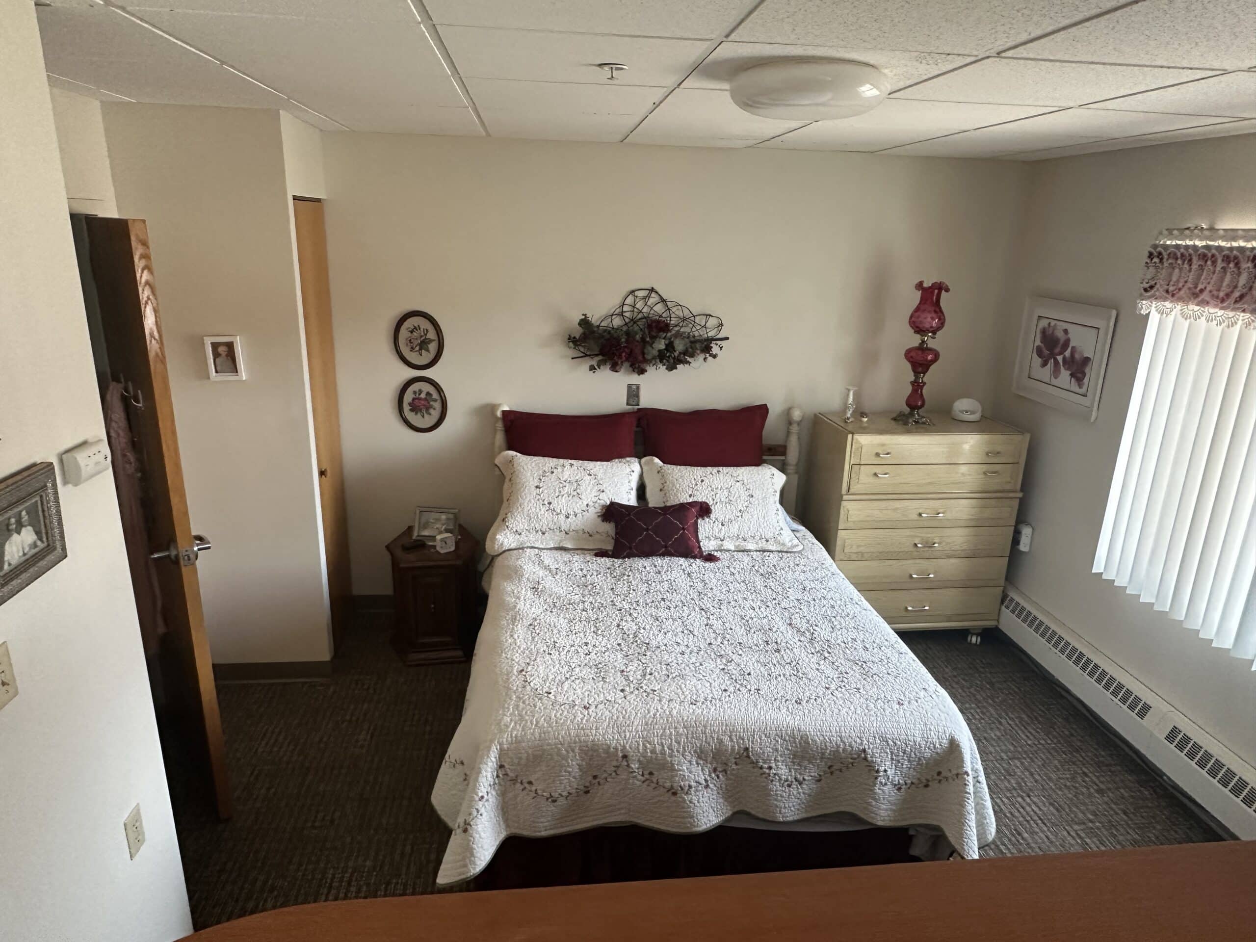 bedroom in assisted living apartment
