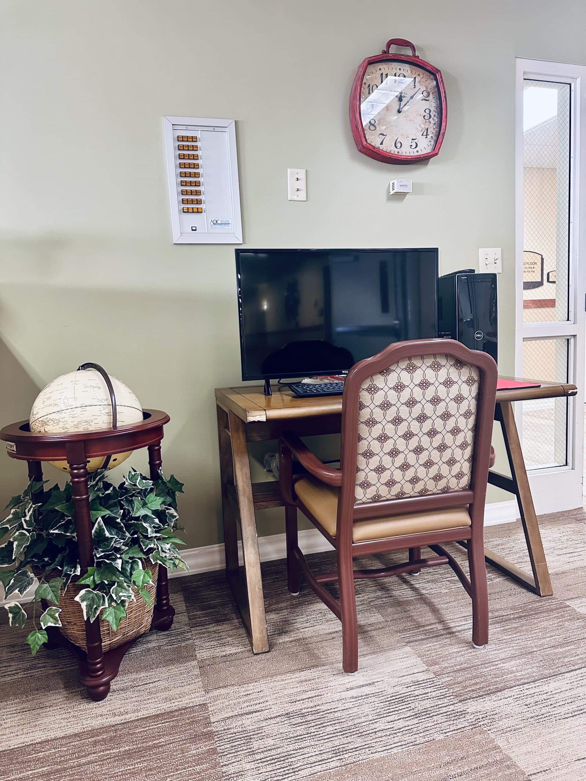 office area in assisted living apartment